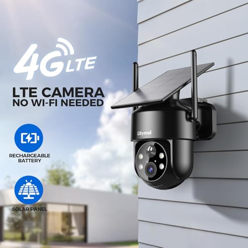 Image of LITYMOL 4G LTE Cellular Security Camera, 2K Outdoor Camera Wireless with 360 View, Color Night Vision, AI Detection, 2-Way Audio, Spotlight Siren Alarm, SD /Cloud Storage