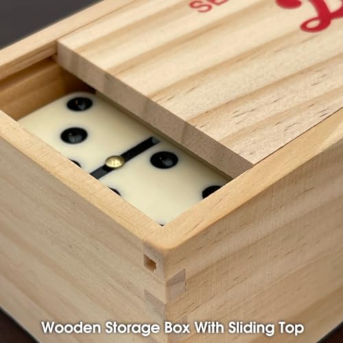 Double 6 Domino Set con Fichas Grandes y Caja de Madera miniatura 3