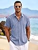 COOFANDY Leinenhemd Herren Kurzarm Hemd Button Down Regular Fit Freizeithemden Sommer Strand Leinen Shirt #1