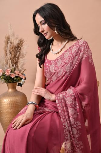 Image of MIRCHI FASHION Women Saree | Chiffon Chevron Zig Zag Printed Office Wear Sari with Blouse