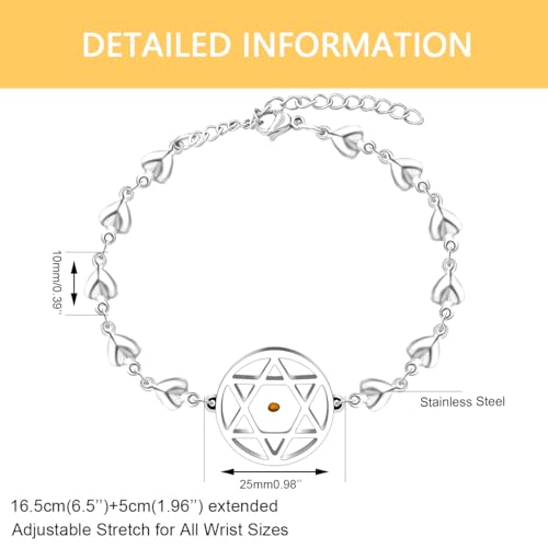 Image of Uloveido Stainless Steel Heart Chain Link Bracelet - Religious Inspirational Mustard Seed Charm Bracelet for Women Lady Y4431