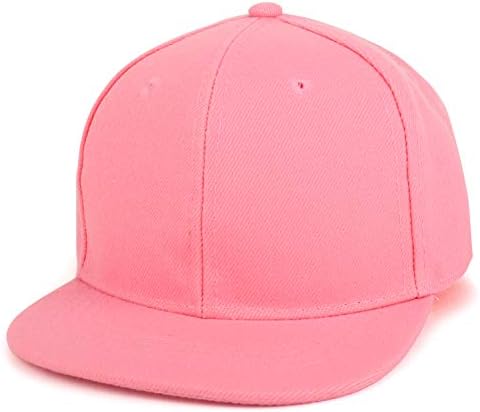 Trendy Apparel Shop Infant to Toddler Kid's Plain Structured Flatbill Snapback Cap (One Size, Pink)