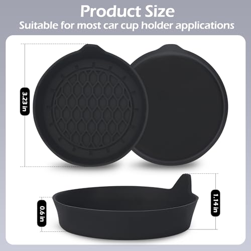 ZSDY Car Cup Coaster, Silicone Universal Cup Holder Insert with Wonderful Box, Non-Slip Car Cup Holder Coasters, Car Accessories Interior Sets for Women and Men, 4 Pack Black