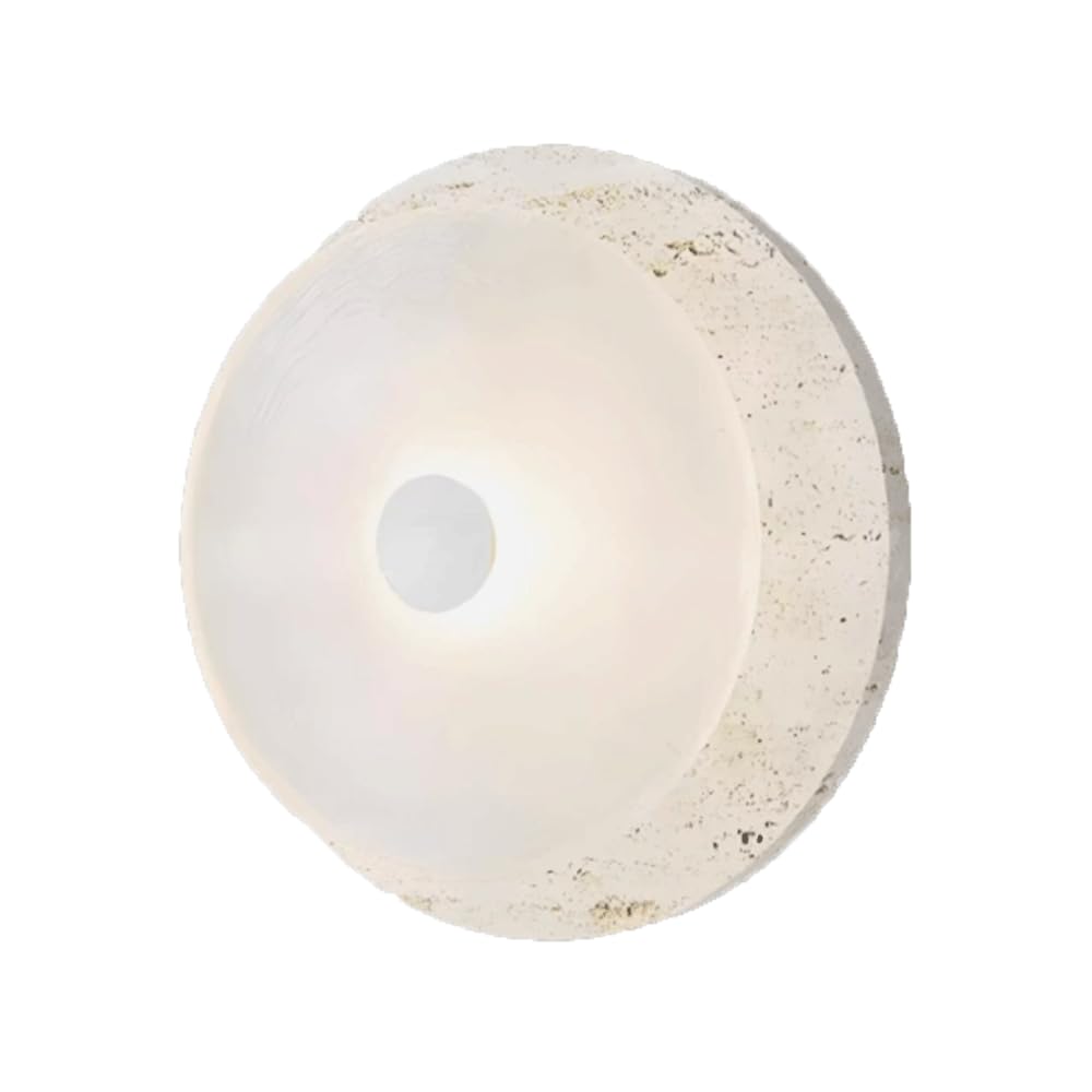 SHUANGZ Wabi Sabi Style Round Stone Wall Sconce, Natural Stone Round Wall Light,Hard Wiring Interior Wall Lamps,Living Room Bedside Staircase Decorative Lighting Fixtures Hardwired