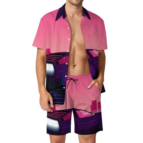 Chemise Hawaïenne Homme Ensemble de Plage d'Été Idéal pour Vos Soirées Couché de Soleil