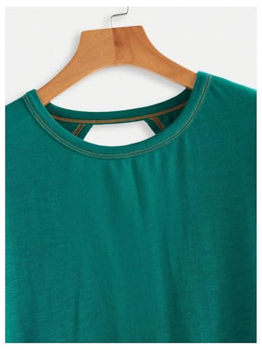Image of SOLY HUX Women Open Back Tops Workout Backless Tee Casual Athletic Shirts Short Sleeve Oversized Gym T Shirt