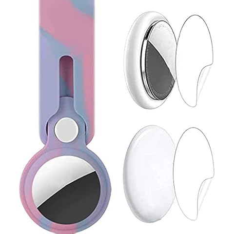 EatPitaya Silicone Case for AirTag, Protective Case Compatible with AirTag, Pet Loop Holder for Apple Air Tags, Anti-Lost Portable Protective Cover Fit for Keys, Backpacks (Pink purple) Cover