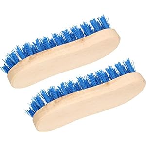 KOTARBAU® Set van 2 schuurborstels S-vorm 180 mm houten handvat met pvc-borstelharen reinigingsborstel schrobborstel voor vloeren moeilijk bereikbare plaatsen