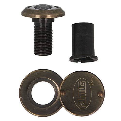 Amig - Türspion | Super-Winkellinse | für Eingangstüren innen und draußen | Leder Farbe | Stahl | Maße: Durchmesser 14 mm | Türstärke 25-42 mm