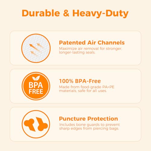 Wevac Vacuum Sealer Bags 11x16' Rolls 6 pack for Food Saver, Seal a Meal, Weston. Commercial Grade, BPA Free, Heavy Duty, Great for vac storage, Meal Prep or Sous Vide