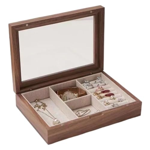 Boîte de rangement de bijoux en bois et présentoir à compartiment pour bagues