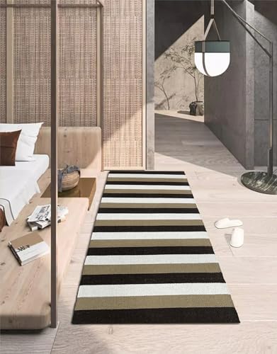 Image of 2x5 ft Cotton Runner Rug - Soft & Breathable Carpet for Indoor-Outdoor Use with Geometric Detailing