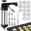 Cookie Press Stainless Steel Cookie Maker Machine with 13 Discs and 8 Icing Tips Cleaning Brush Multifunctional Cookie Press Reusable Cookie Maker Kitchen Baking Tool for Cookie Making(black)