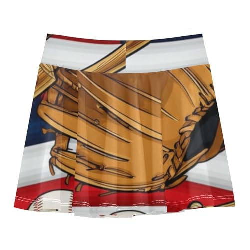 Cheer Athletic Shorts Girls Skorts Kids Tennis Skirts Little Girl Vintage Baseball Gloves 4t2