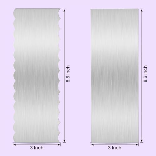 Kefyixc 8.6 Inch Striped Stainless Steel Cake Scraper and Straight Edged Spatula Set of 2 for Smoothing Cake Icing and Decorating by kefyixc - Image 2