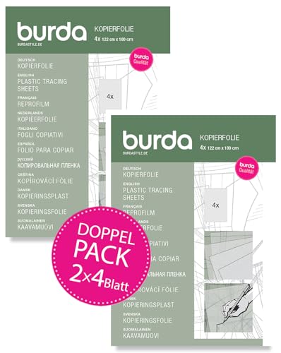 burdastyle Doppelpack Kopierfolie 2x4 Blatt, zum Abpausen von Schnittmusterteilen, transparent