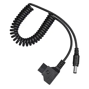 Festnight Coiled D-Tap 2Pin Male to DC 5.5 * 2.5mm Adapter Cable for V-Mount Anton Battery DSLR Rig Power Supply Extension Elastic Cable 1M-Black