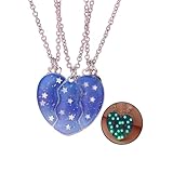 Elefezar Best Friends Necklaces for 3, Luminous Star Breakaway Heart Glow in The Dark Friendship BFF Jewelry