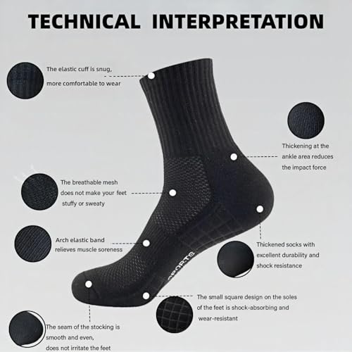 Men's Crew Socks Cotton Breathable Sweat-Absorption Athletic Socks for Men Boy Outdoor Casual Activity Cushioned Performance Workout Wear-resistant Sports Socks for Feet Size 6.5-11,6 Pairs One Set3