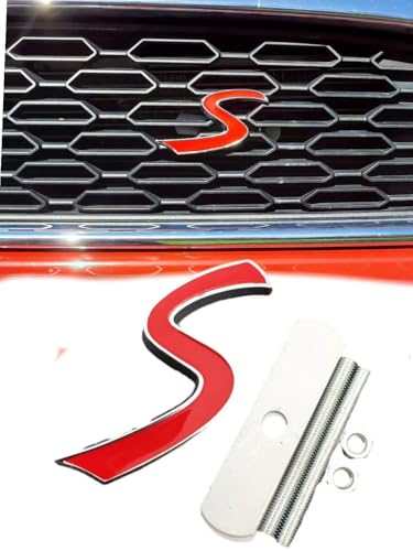 Image of Metal S Lettering Front Grille Grill Chrome w /Mount Emblem Badge Fit for Universal Cars (Red)