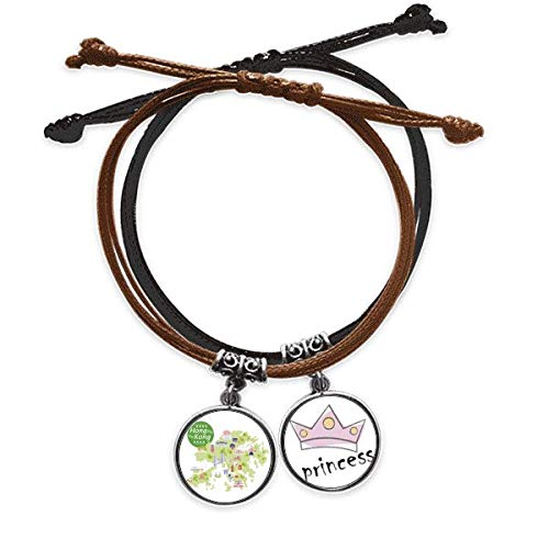 Pulsera de mapa de Hong Kong acabada en cuero premium y cordón trenzado a mano
