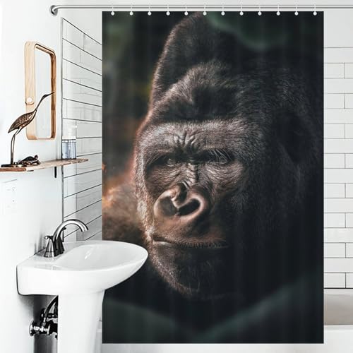 Rideaux de bain en polyester résistant Gorilla Flame style Toile de Jouy