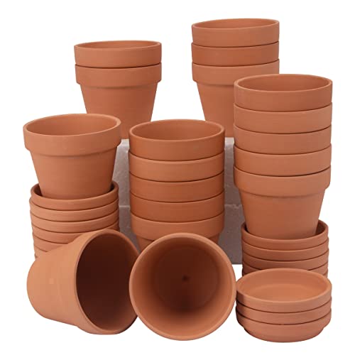 CFKJ [17 Pack] 4 inch Planter Nursery Pots Terracotta Pot Clay with Saucer Ceramic Pottery Cactus Flower Succulent Garden Terra Cotta Plants (17)