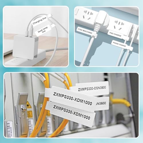 Image of Seznik Cable Tag Thermal Labels - Waterproof, Non-Tearable, Oil & Scratch Resistant, White, 150 Labels /Roll, Pack of 5 Rolls - Wire & Electrical Labeling Stickers