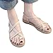 Imagen de Cocila Chanclas Mujer Sandalias Verano Planos De La Cruz Romana Playa Cinta Los Dedos  Zapatos Para Huaraches Vestir Deportivas Boho Dedo Popa Sin Cuñas Esparto 5 Cm Planas Plateadas