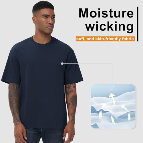 Image of KEEPSHOWING Mens Oversized T-Shirts, Cotton Loose Fit Crewneck Short Sleeve Casual Tees Workout Gym Basic Tops