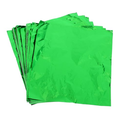 OKUMEYR 100pcs Aluminum Foil Green Glossy Surface Food Packing Foil Candy Wrapper for Home Shop Catering
