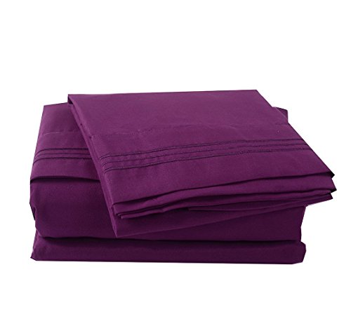 Honeymoon Brushed Microfiber 6PC Bedding Sheet Set, Sheet & Pillowcase Sets - Queen, Purple