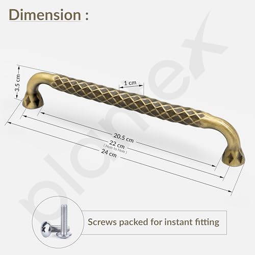 Image of Plantex Cabinet Handle /Kitchen Cabinet Door Handle /Wardrobe /224 mm Cupboard Handle /Door Pull-Push Handle for Home /Office - Pack of 2 (Brass Antique)