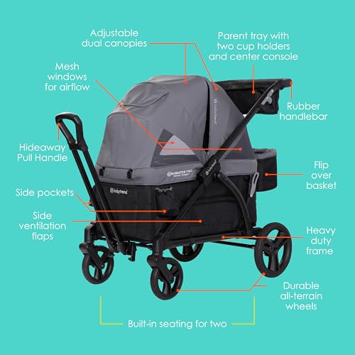 Image of Baby Trend Navigator PRO 2-in-1 Stroller Wagon, Dash Black