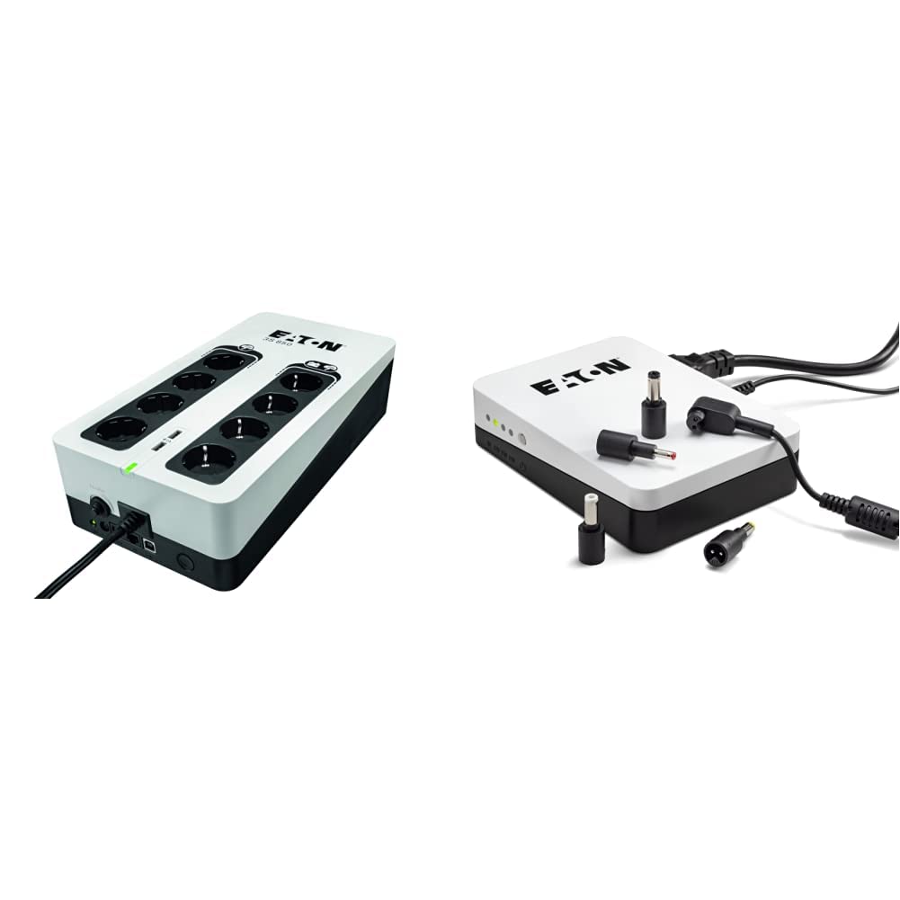 Eaton 3S 850 DIN - 3S850D - Unterbrechungsfreie Stromversorgung (USV) - 850 VA mit Überspannungsschutz 8 DIN Ausgänge & 3S Mini USV 36W 9/12/15/19 Volt DC - Ideal zum Schutz von Internet