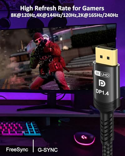Cable HDMI 2.1 Certificado 10K 8K y DisplayPort Etseinri Premium 3