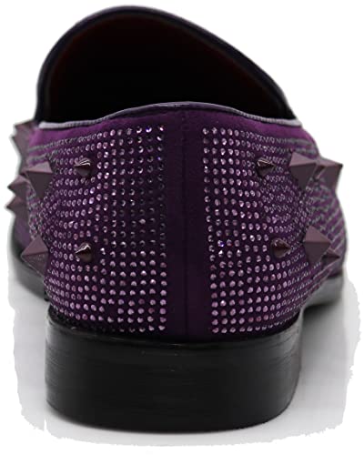 Image of SPK24 Men Vintage Spikes Sparkle Formal Tuxedo Stage Fashion Slip On Loafer Dress Shoes
