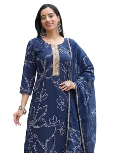 Ensemble kurti ethnique chic bleu GoSriKi idéal pour le bureau, les vacances et loisirs