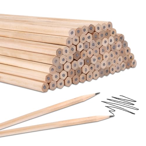 zorvixal 80 Stück Bleistifte Set, 18 cm Bleistifte in Sechseckige, Bleistift Holz, Bleistift HB, Unlackiert Holzbleistifte, für Kinder, Schüler, Lehrer, Büro, Schulmaterial, Zeichnen, Schreiben