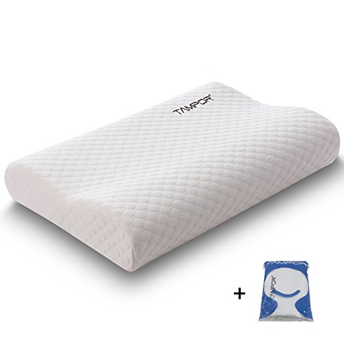 TAMPOR Memory Foam Contour Pillow Hypoallergenic Neck Pillow for Sleeping, Extra Gift Pillow Cover, Cervical Pillow for Side and Back Sleeper, Standard