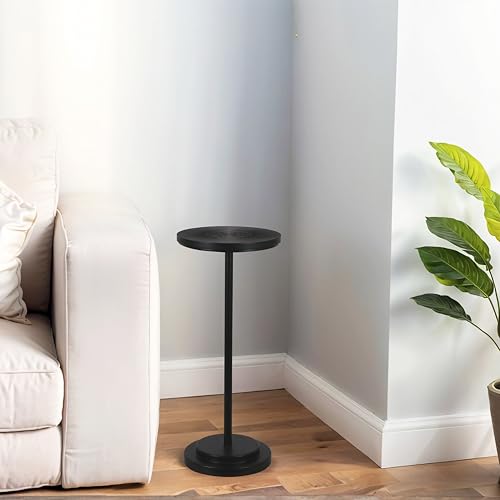 COVLON Drink Table Set of 2, Small Round Pedestal Side Table with Carved Top for Living Room, Bedroom, Small Space, Corners and Office, Black by COVLON - Used condition - Image 8