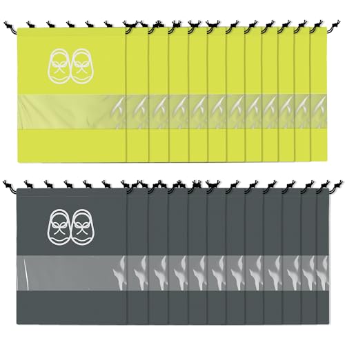 Image of Heart Home Pack of 24 Travel Shoe Organizer | Storage Bags | Travel Carrying Bag | Storage Organizers Set | Shoe Cover with Transparent Window | Shoe Dori Cover | Yellow & Gray