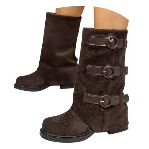 Generisch Bottines de cowboy pour femme - En daim - Élégantes - Pour l'hiver - Pour la fête de la bière, café, 40 EU