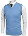 Amussiar Men's Casual Sweater Vest V-Neck Slim Fit Sleeveless Sweater Knitted Pullover Vest(SkyBlue,Medium)