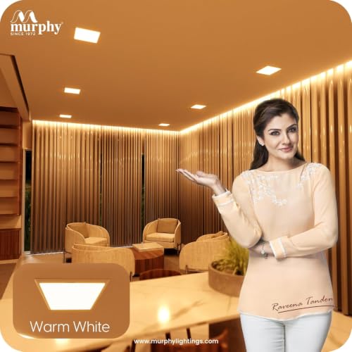 Image of Murphy EVO 12W Square LED Panel Light | 3000K Warm White| Recessed Ceiling Light | 1200 Lumens | 125mm Cutout |BIS Approved | 4kV Surge Protection | 2-Year Warranty | Pack of 15