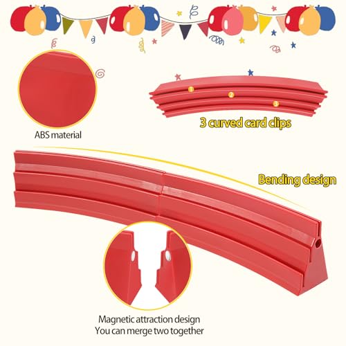 Gatphy 4 Stück Kartenhalter Spielkarten 3 Rampen Spielkartenhalter zum Hinstellen Stackbar mit Magnetische Montage Spielkartenhalter Poker/UNO für Senioren Kinder Arthritis Feiern (Rot)