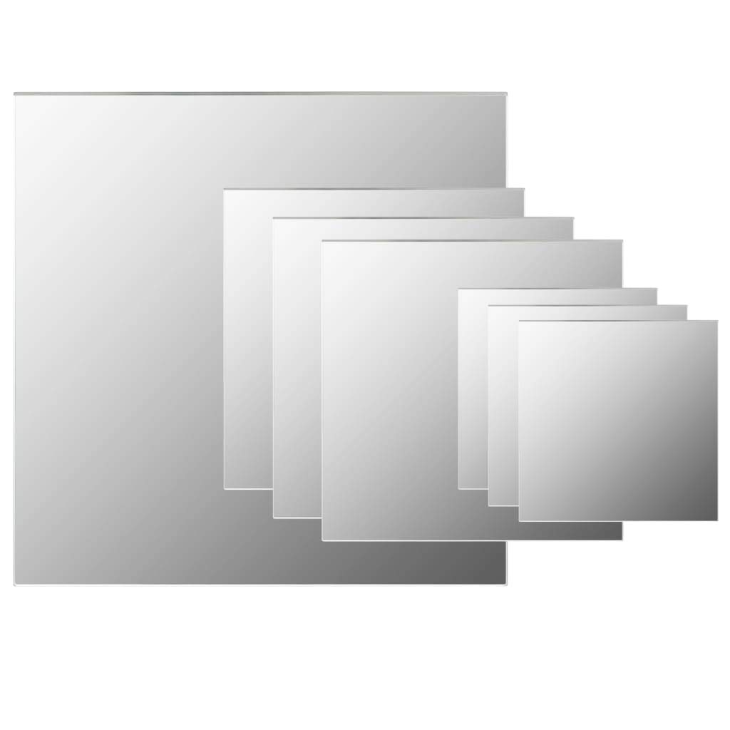 Set di 7 specchi da parete quadrati in vetro con 3 piccoli da 10 x 10 cm, 3 medi da 15 x 15 cm e 1 grande da 25 x 25 cm, per soggiorno, corridoio, camera da letto, bagno