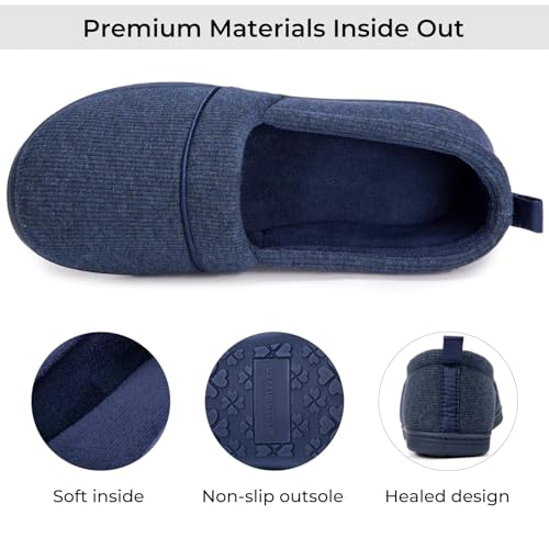 HomeTop Women's Comfy Loafer Slippers Lightweight Memory Foam Non-slip Indoor House Shoes (10 B(M) US, Navy Blue) - Thumbnail 4