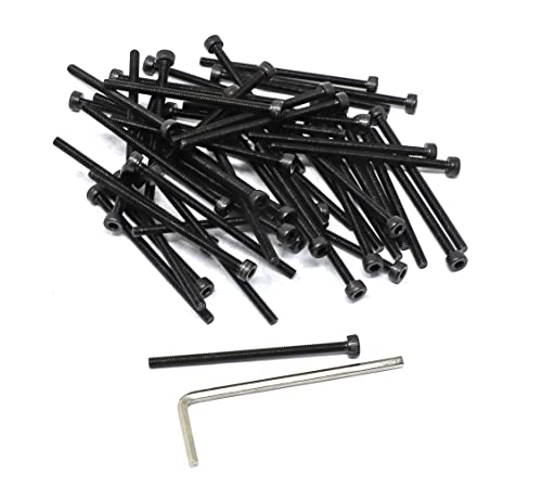 Image of iexcell 50 Pcs M3 x 50mm Thread Pitch 0.5 mm Alloy Steel 12.9 Grade Hex Socket Head Cap Screws Bolts Kit, Black Oxide Finish