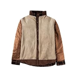 MrStream Mens Casual Long Sleeve Checkered Flannel Button Down Warm Sherp Lined Shirt Jacket